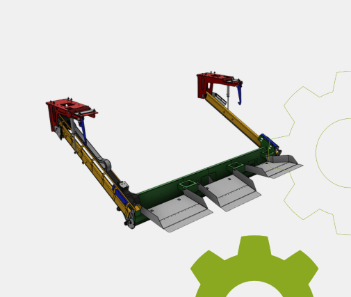 Engineering schoonmaaktraverse concept ontwikkeling 3D tekening productielijn