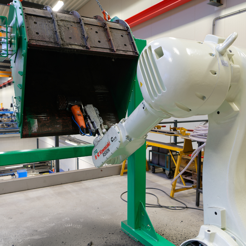 robot voor schoonmaken en reinigen mengbak